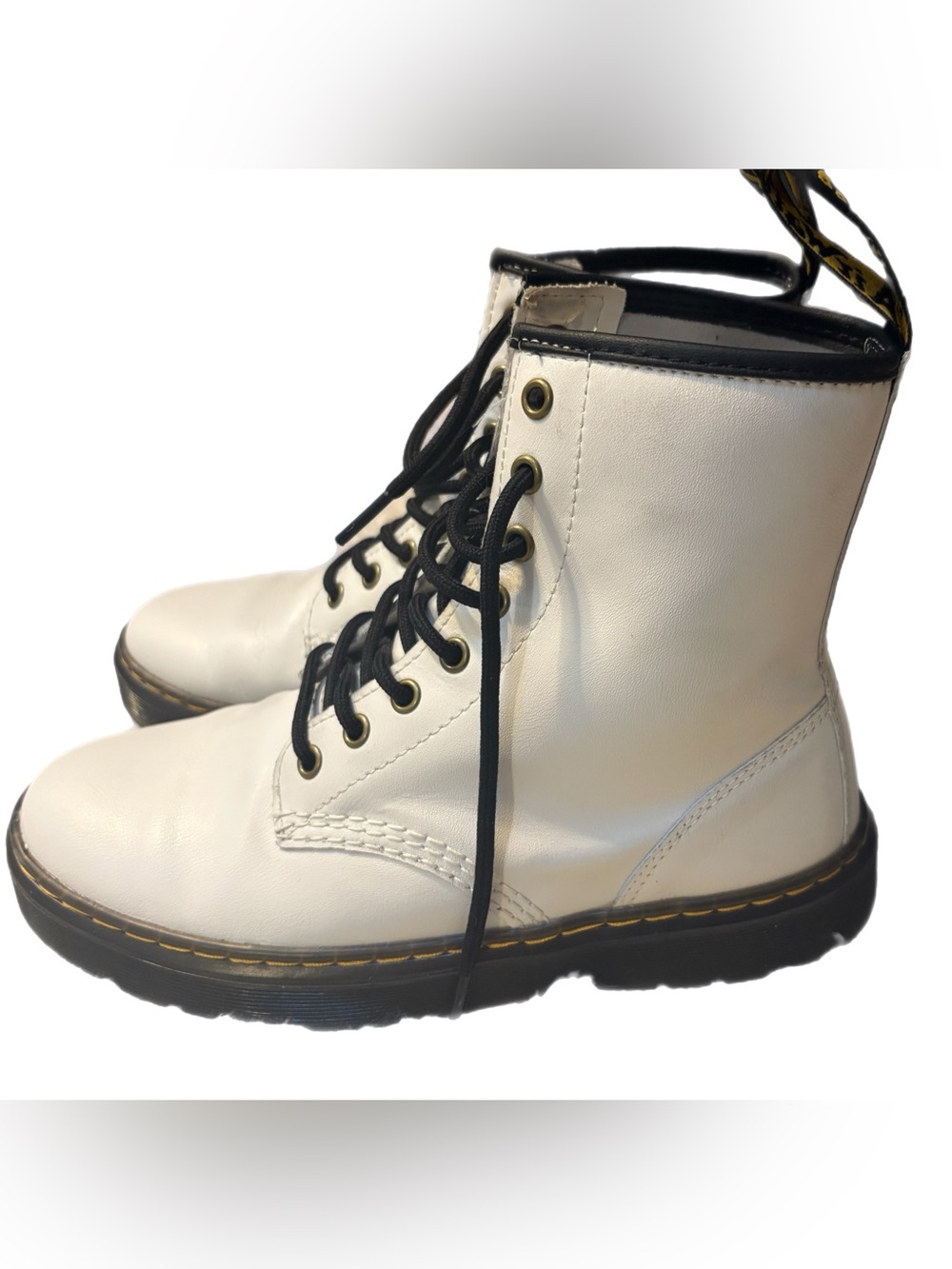 Dr. Martens Zavala White Leather Lace Up Combat Boots 8 Eye Women's Size 8